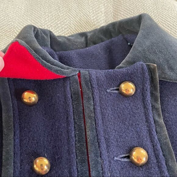 F. W. Fischer Vintage Girls Dress Coat Wool Blend Navy Black 4 - Picture 2 of 7
